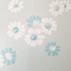 Vintage Wallpaper Sample Sheet Blue Daisy Flowers Trimz Nina 4622 Craft Supply